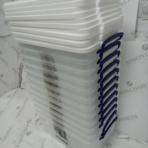 APPROXIMATELY 20 CLEAR STORAGE TUBS