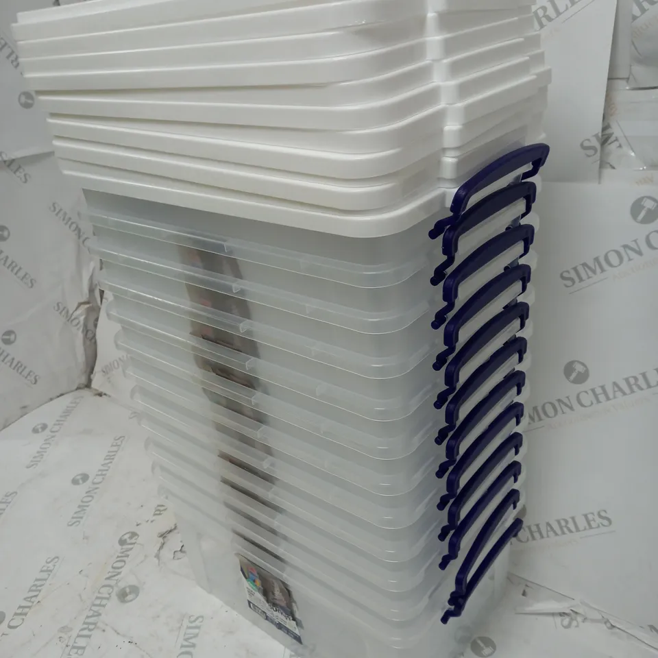 APPROXIMATELY 20 CLEAR STORAGE TUBS