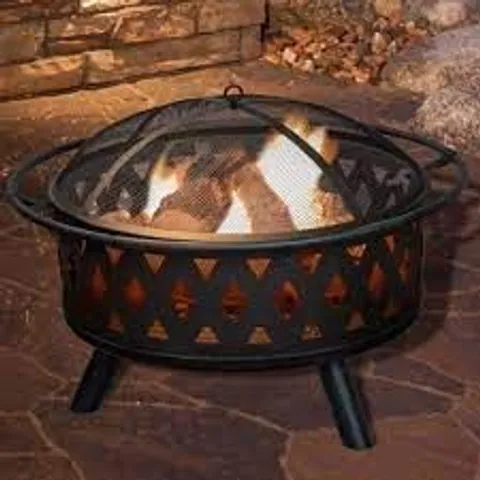 BOXED IZZO CROSSWEAVE STEEL WOOD BURNING FIRE PIT