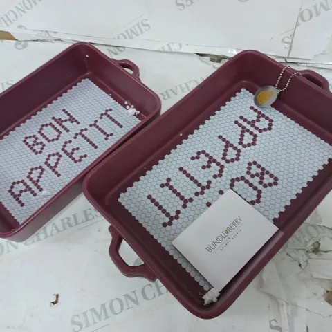 SET OF 2 BON APPETIT RECTANGULAR BAKING DISHES
