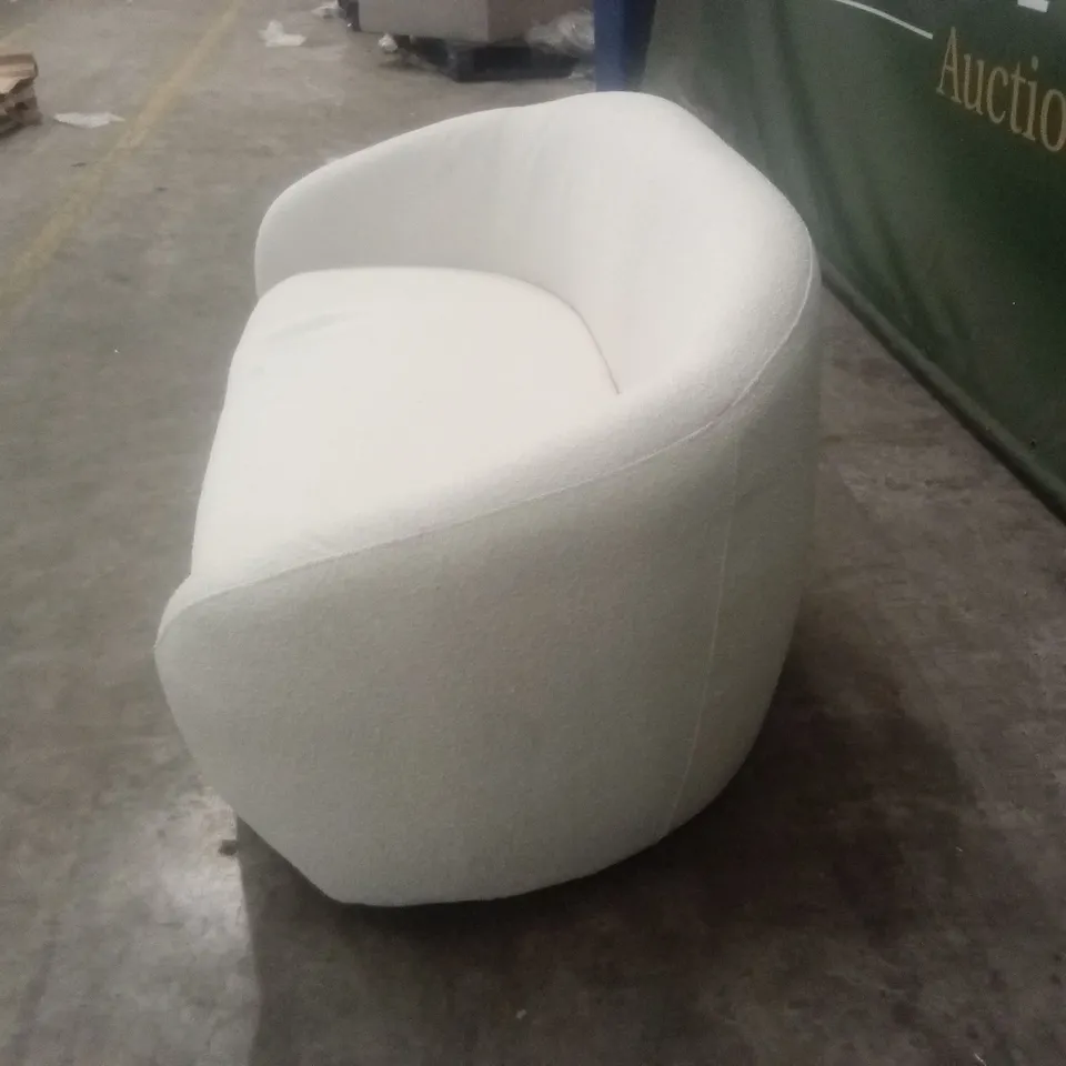 ROUNDI 2 SEATER CURVED BOUCLE FABRIC SOFA - CREAM WHITE
