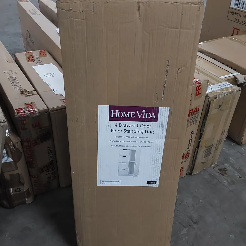 BOXED HOME VIDA 4-DRAWER 1-DOOR FLOOR STANDING UNIT (1 BOX)