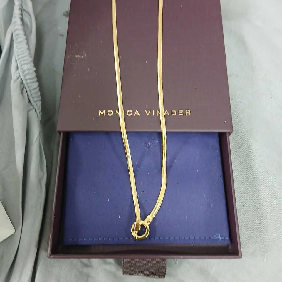 MONICA VINADER GOLD TONE NECKLACE WITH CIRCULAR RING PENDANT