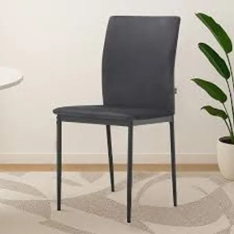 BOXED PAVIA SET OF 2 ANTHRACITE VELVET DINING CHAIRS