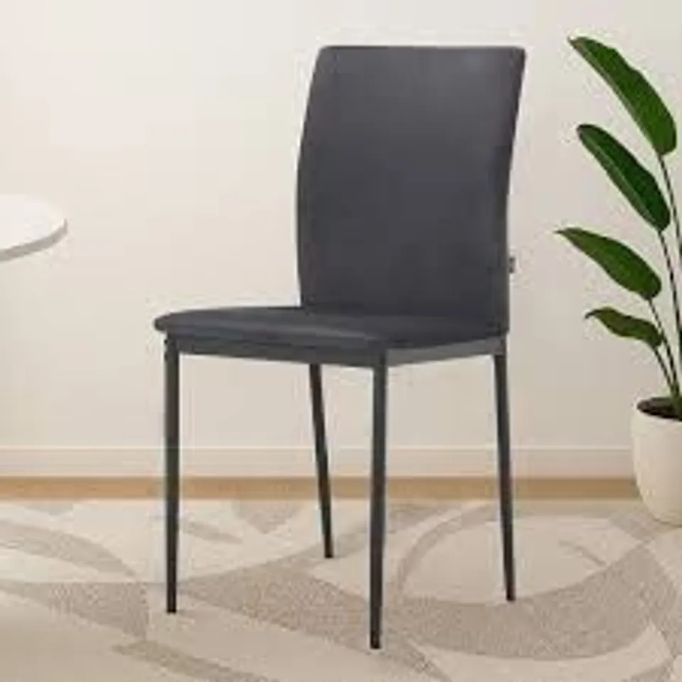 BOXED PAVIA SET OF 2 ANTHRACITE VELVET DINING CHAIRS