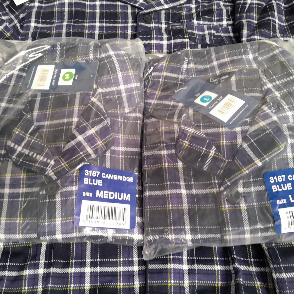LOT OF 15 BAGGED SETS OF CHAMPION MENS BRUSHED COTTON PYJAMAS - MEDIUM & LARGE
