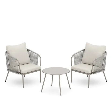 GARDEN STORIES ROPE 2 CHAIRS & TABLE BISTRO SET