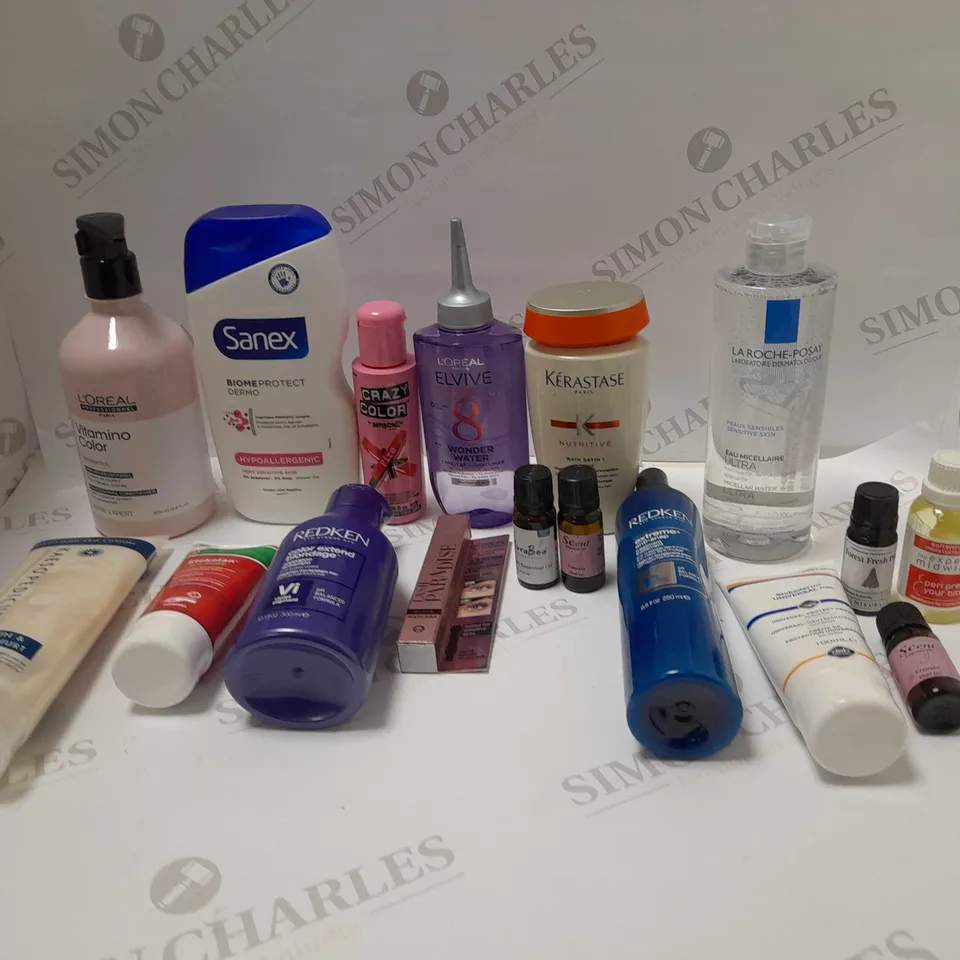 BOX OF APPROX 20 ASSORTED COSMETIC ITEMS TO INCLUDE L'OREAL, KERASTASE AND REDKEN 