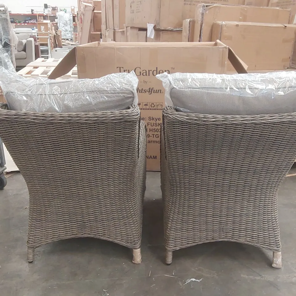 BOXED SET OF 2 TRUGARDEN SKYE RATTAN GARDEN ARMCHAIRS