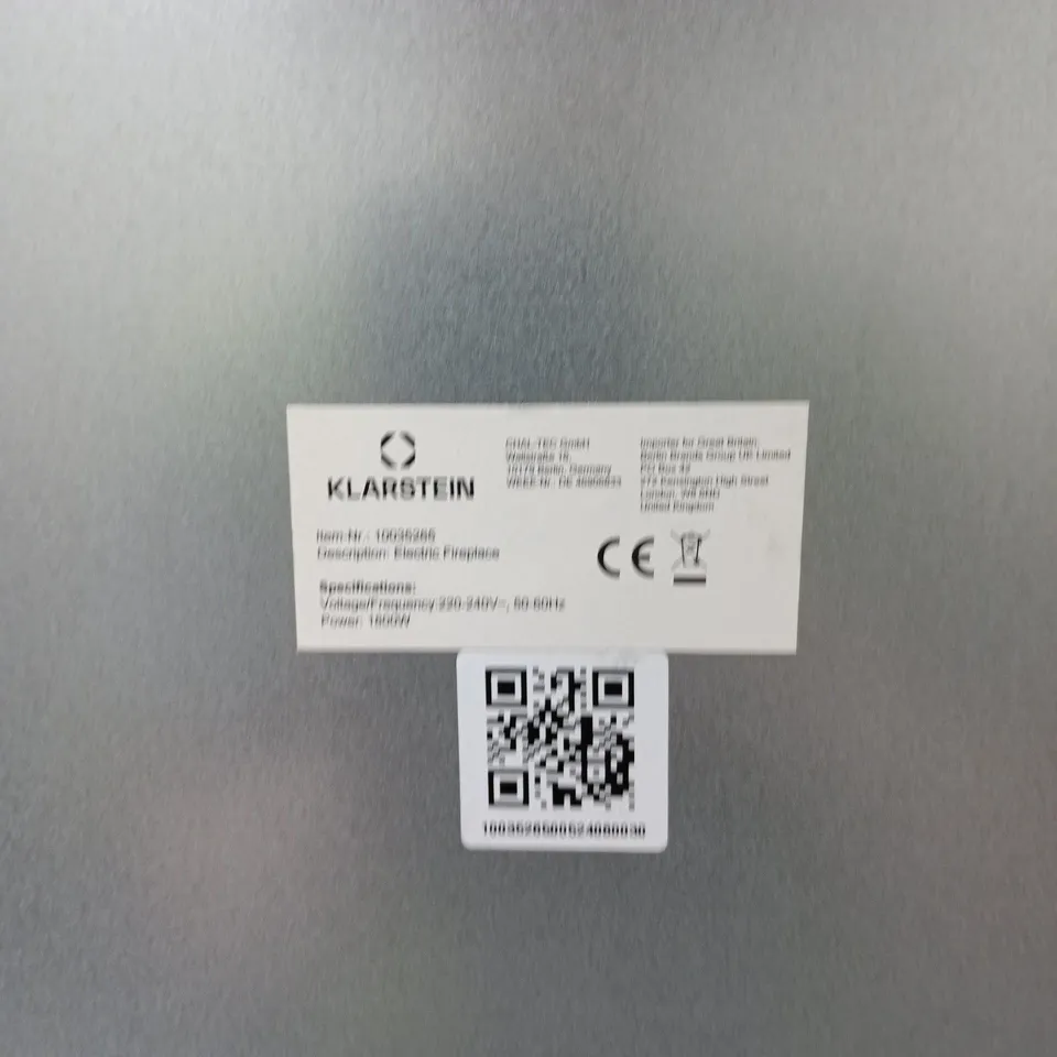 KLARSTEIN ELECTRIC FIREPLACE – BLACK FREESTANDING UNIT