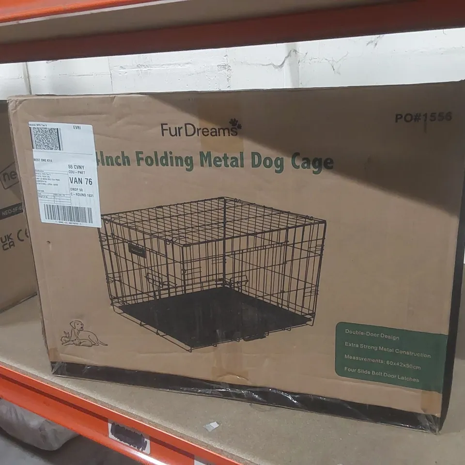 BOXED FURDREAMS 24 INCH FOLDING METAL DOG CAGE