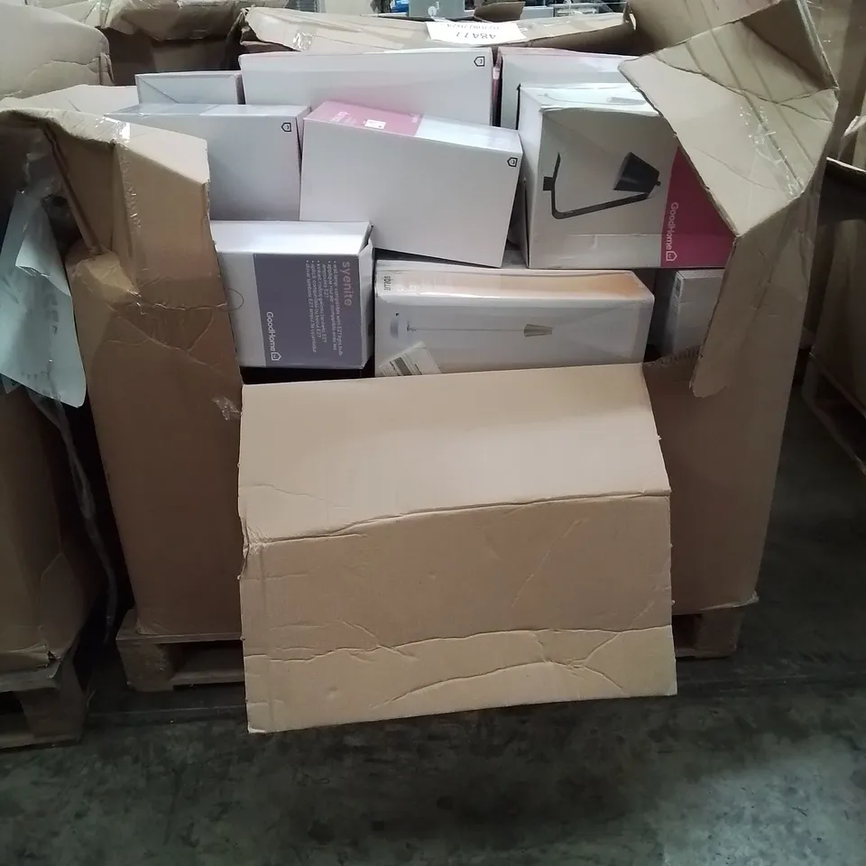 PALLET CONTAINING VARIOUS HOME ELECTRONICS LIGHTS AND FITTING ETC.