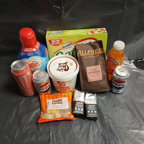 APPROXIMATELY 10 ASSORTED FOOD & DRINK ITEMS TO INCLUDE - ALLPRESS ESPRESSO - PIP & NUT CRUNCHY PEANUT BUTTER - COFFEE MATE FRENCH VANILLA CREAMER - ETC - COLLECTION ONLY