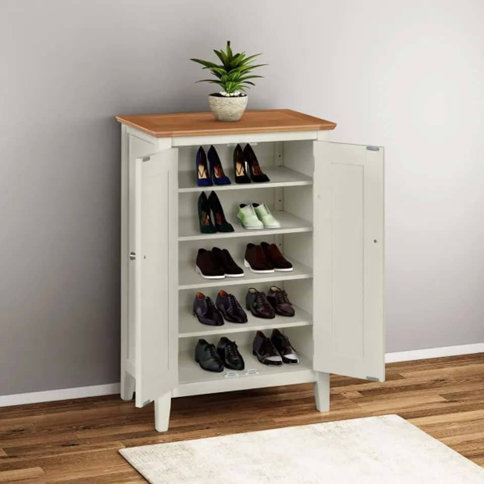 BOXED CLIFTON OAK PAINTED SHOE CUPBOARD