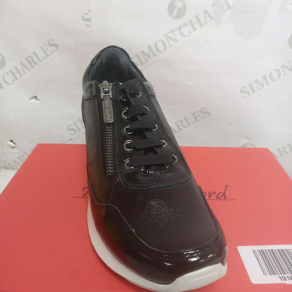 PAIR OF RUTH LANGSFORD WEDGE TRAINERS IN BLACK SIZE 5