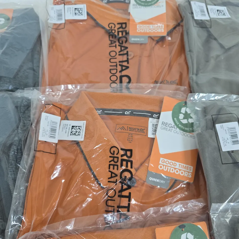 LOT OF 10 ASSORTED BRAND NEW REGATTA POLO SHIRT IS VARIOUS DESIGNS AND COLOURS - VARIOUS SIZES