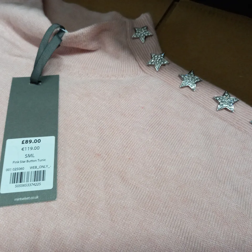 MINT VELVET PINK STAR BUTTON TUNIC - S