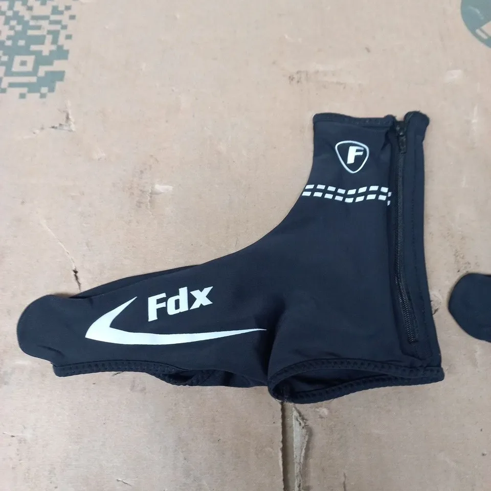 FDX CYCLING SHOE COVERS – BLACK NEOPRENE WITH ZIP, PAIR SIZE L