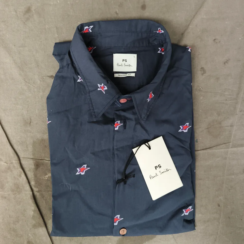 PAUL SMITH TAILORED FIT LONG SLEEVE SHIRT IN NAVY SIZE LARGE