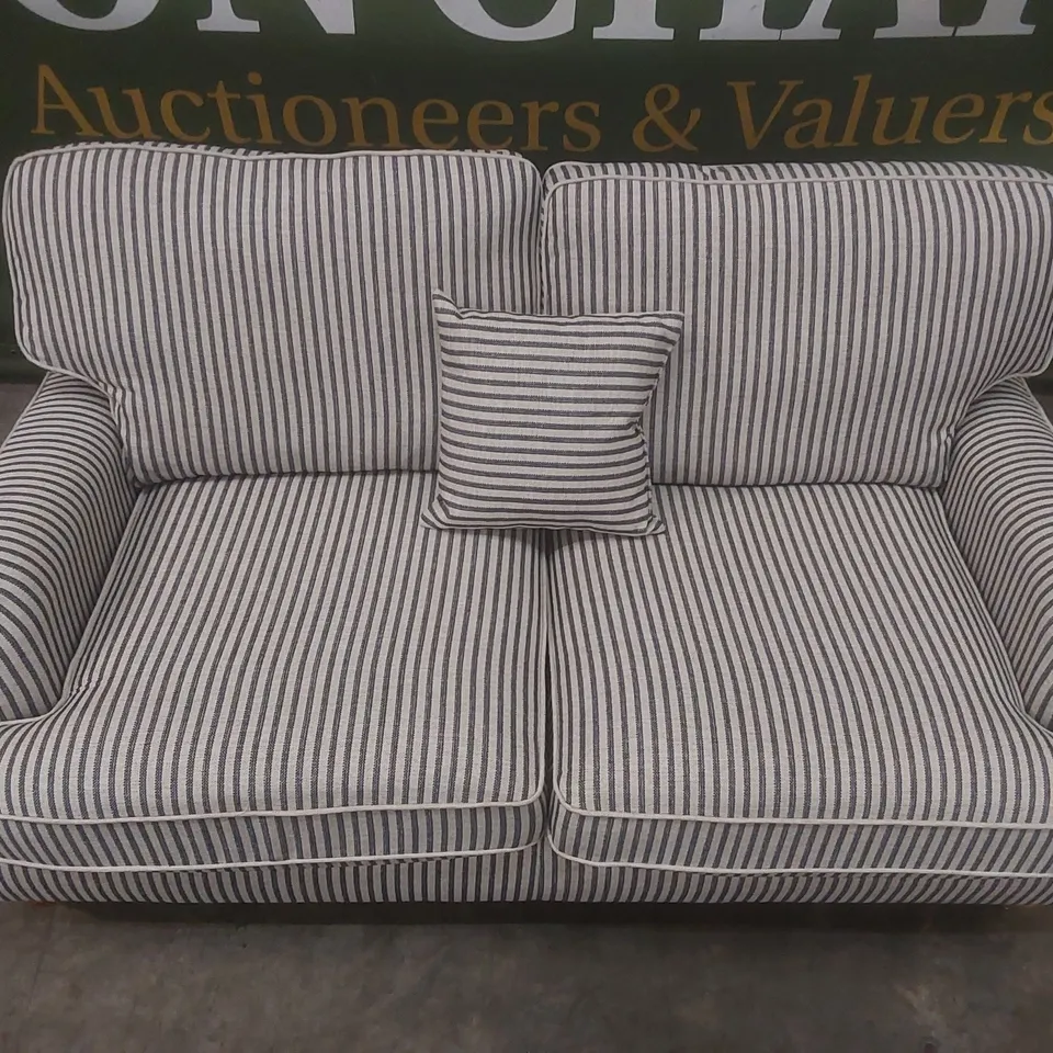 QUALITY DESIGNER BAY STRIPE 2 SEATER FABRIC UPHOLSTERED SOFA