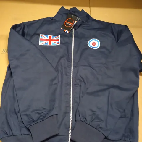 URBAN ROAD MENS HARRINGTON JACKET - NAVY BLUE SIZE L