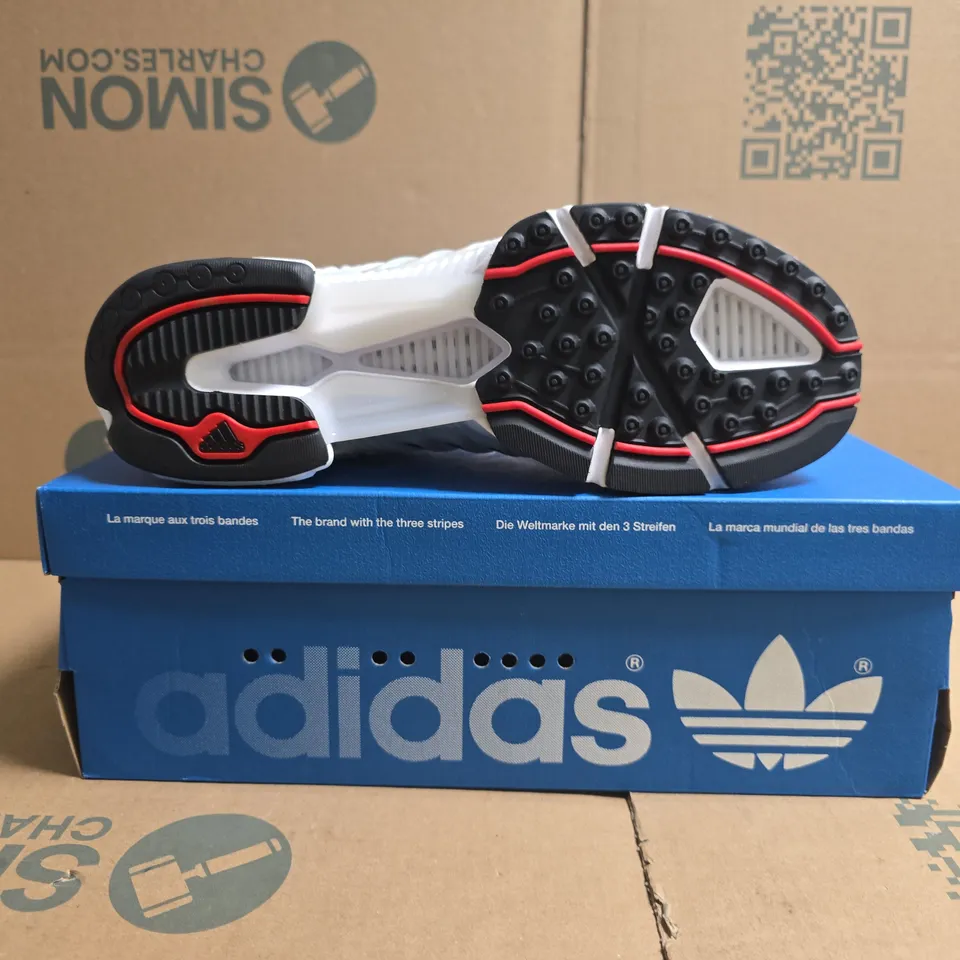 BOXED PAIR OF ADIDAS CLIMACOOL 1 TRAINERS IN WHITE/BLACK/RED SIZE UK 9