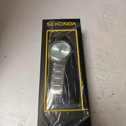 SEKONDA STAINLESS STEEL WRISTWATCH – SILVER DIAL, DATE, BOXED