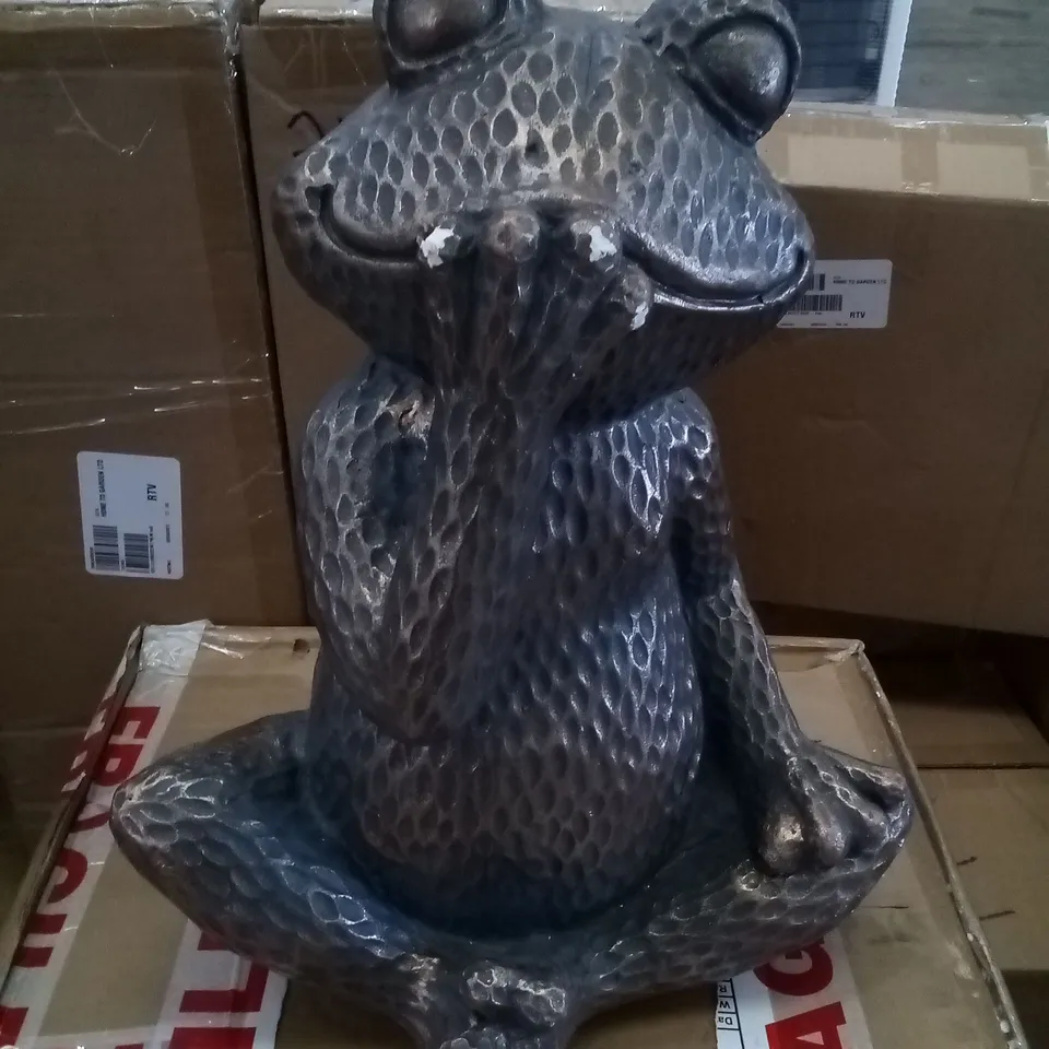 BOXED SPEAK NO EVIL GARDEN FROG STATUE 