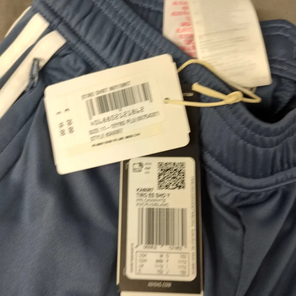 ADIDAS BLUE ATHLETIC SHORTS WITH WHITE STRIPES – WITH TAGS 