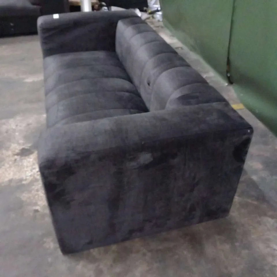DESIGNER BLACK FABRIC THREE SEATER SOFA