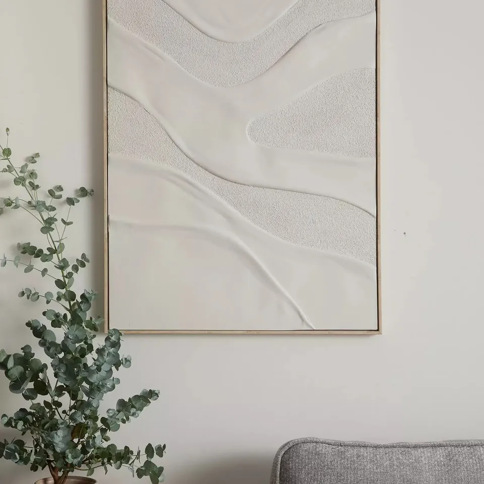 MICHELLE KEEGAN HOME WHITE SAND HAND PAINT CAPPED CANVAS 60X80CM - COLLECTION ONLY 