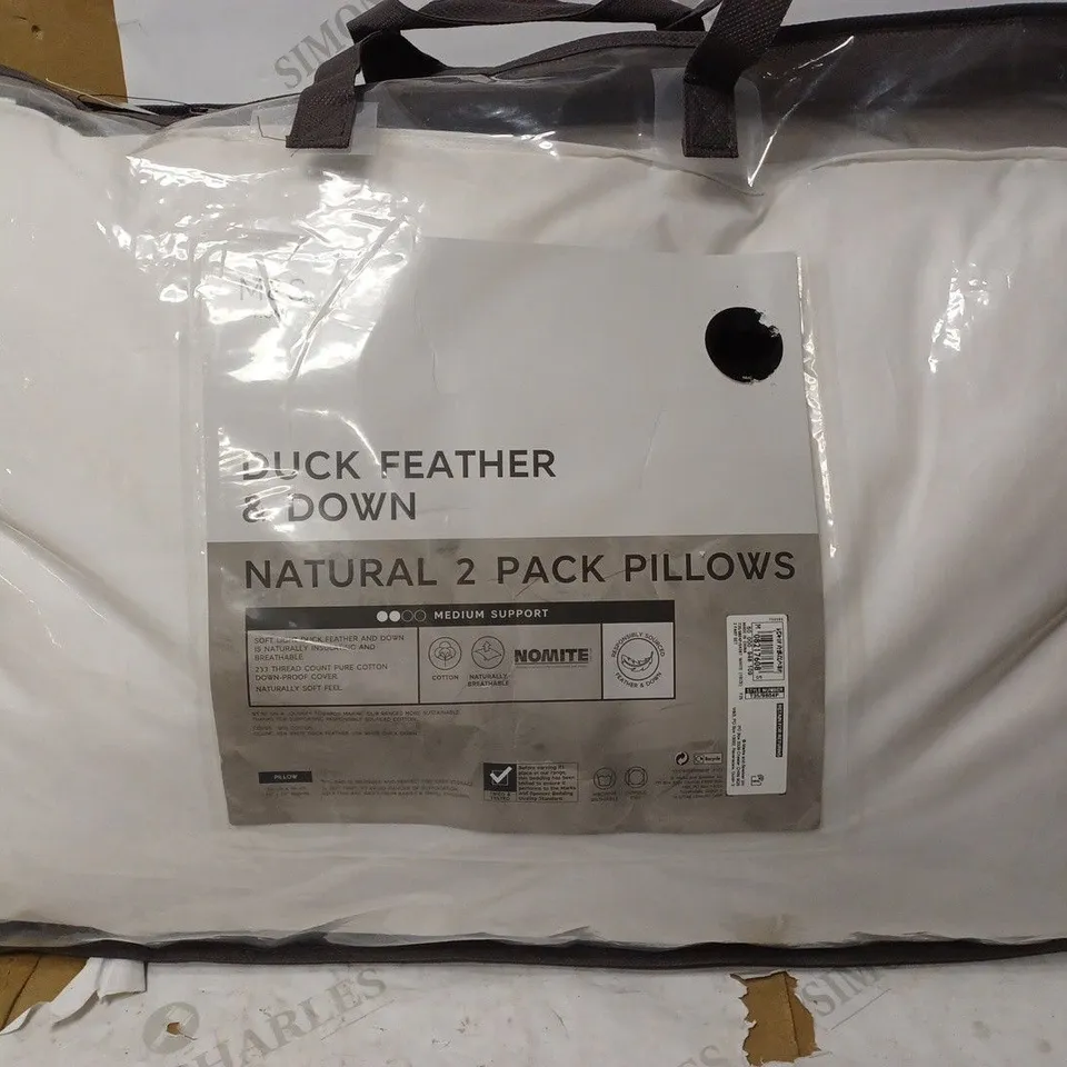 M&S PACK OF DUCK FEATHER & DOWN MEDIUM PILLOWS