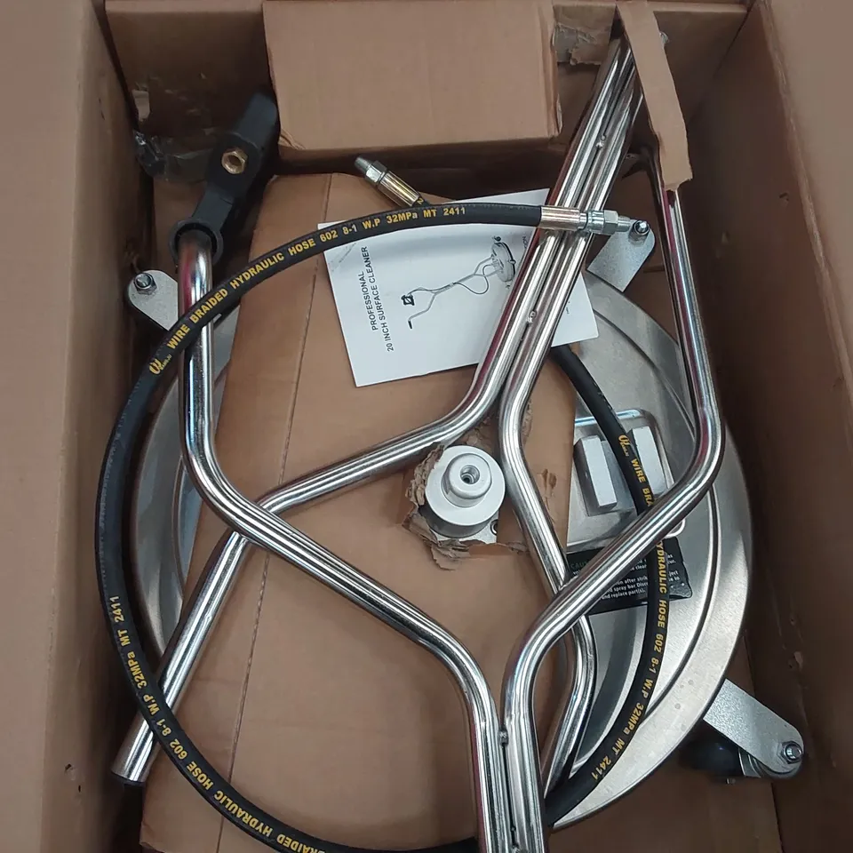 PALLET OF ASSORTED ITEMS INCLUDING: PROFESSIONAL 20 INCH SURFACE CLEANER, MERACH VIBRATION PLATE, DERW SHOWER SYSTEM, BRIWELLNA INSTANT WATER HEATING FAUCET, KIDS SCOOTER ECT