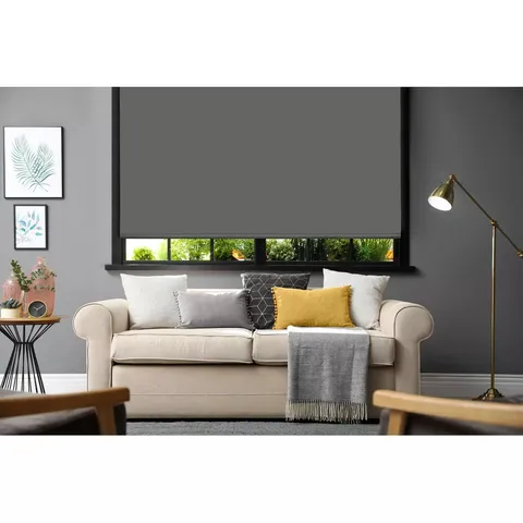 PLAIN BLACKOUT ROLLER BLIND - 60X160CM - CHARCOAL 