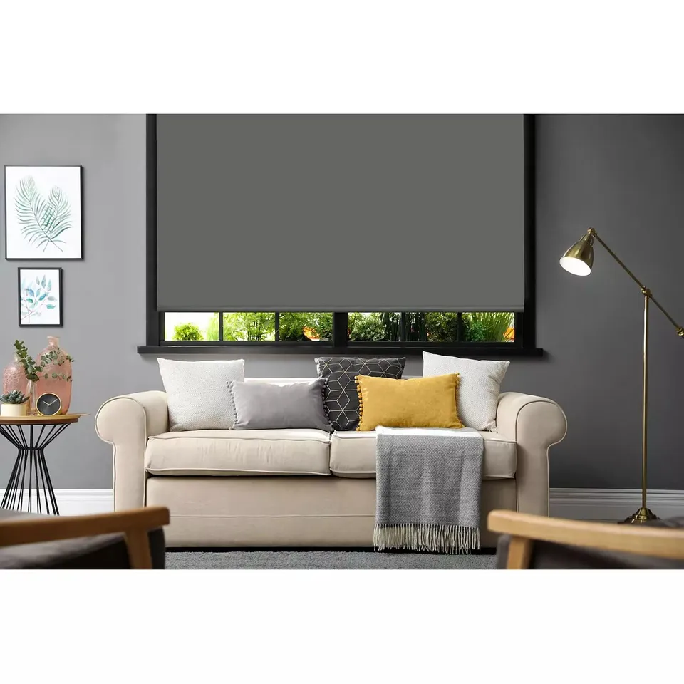 PLAIN BLACKOUT ROLLER BLIND - 60X160CM - CHARCOAL 