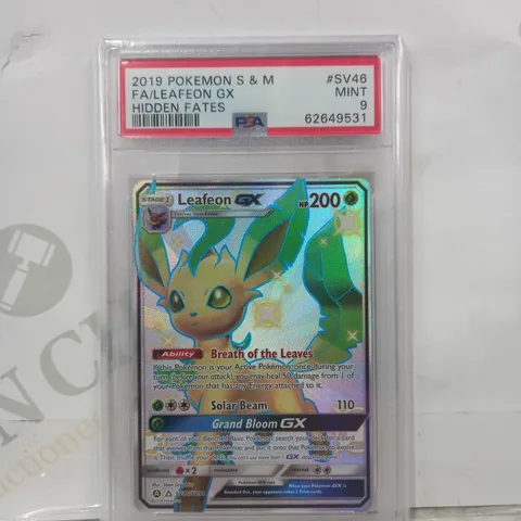 POKΓMON FRAMED AND GRADED COLLECTIBLE TRADING CARD - LEAFEON GX (2019 HIDDEN FATES)