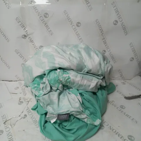 COZEE HOME SINGLE BED BEDDING GREEN AND WHITE 