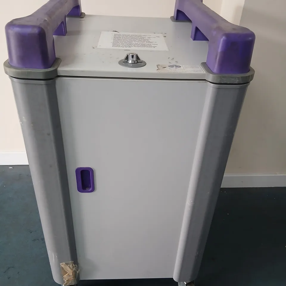 LAPCABBY LAPTOP CHARGING TROLLEY – PURPLE HANDLES, GREY BODY