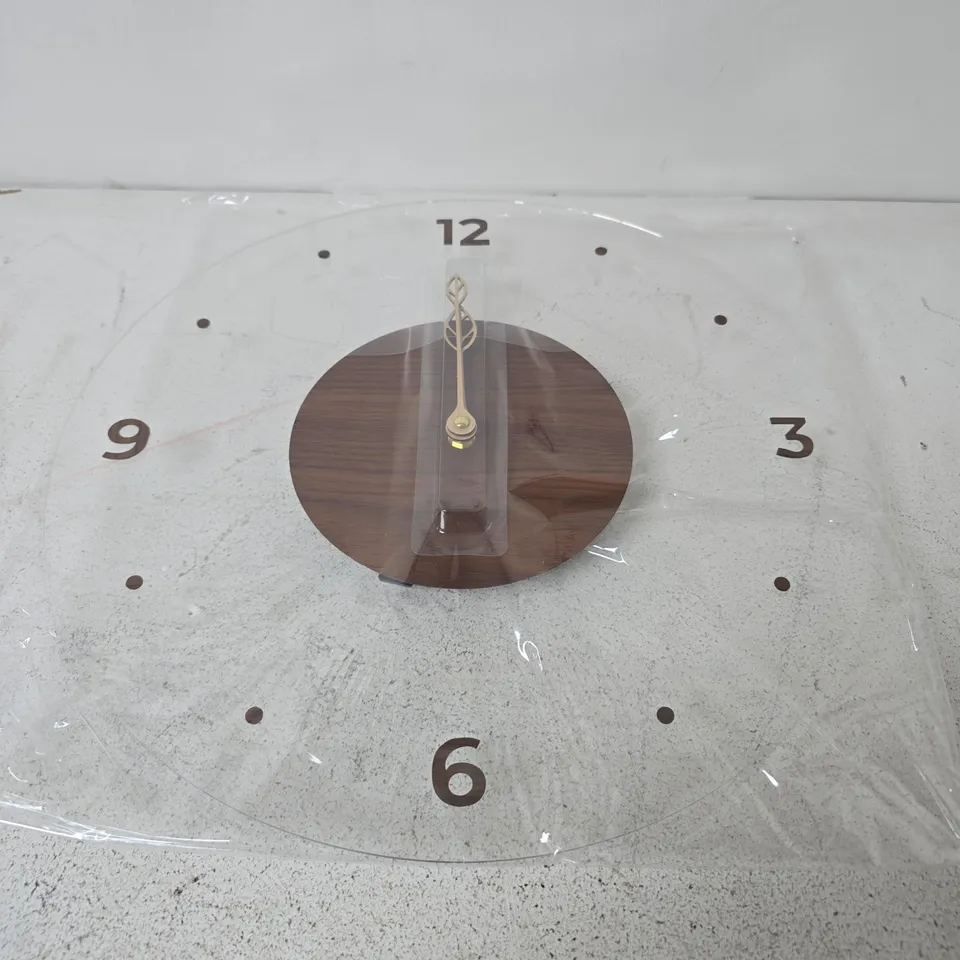 NORDIC WALL CLOCK 14 INCH SOLID WOOD ACRYLIC GLASS SILENT ROUND MODERN