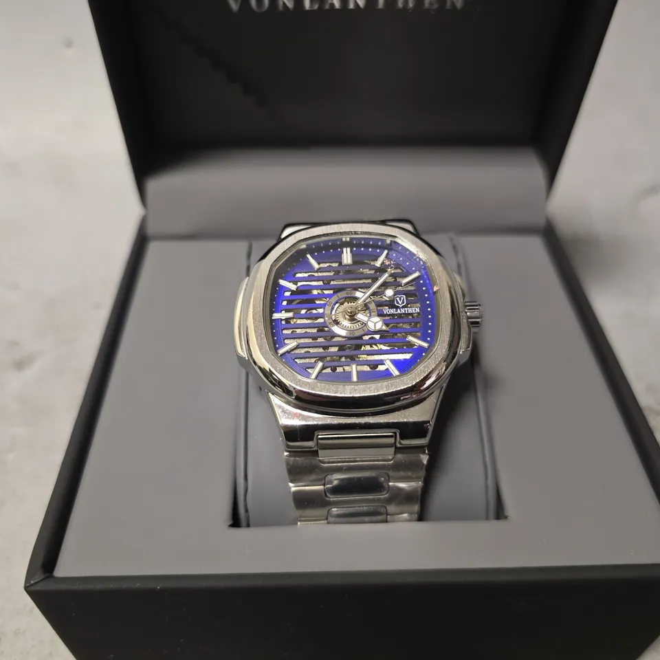 BOXED VONLANTHEN BLUE DIAL WATCH