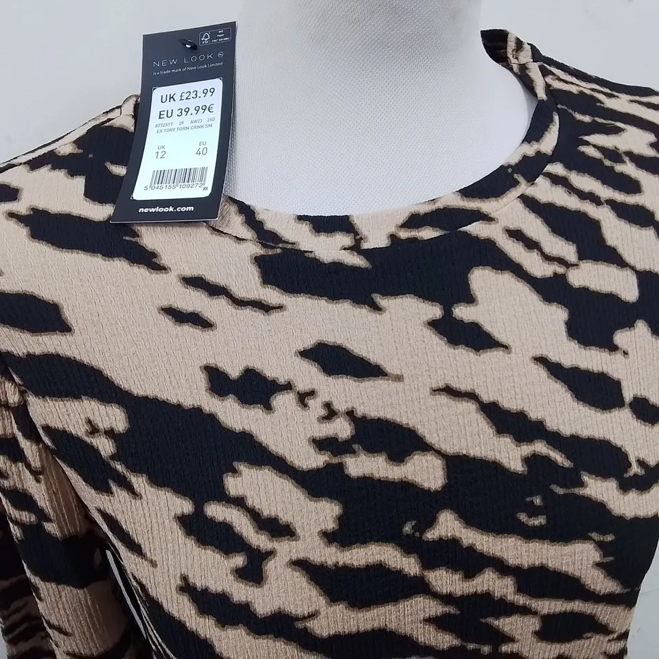 NEW LOOK TORY TORN DRESS IN ANIMAL PRINT - UK 12