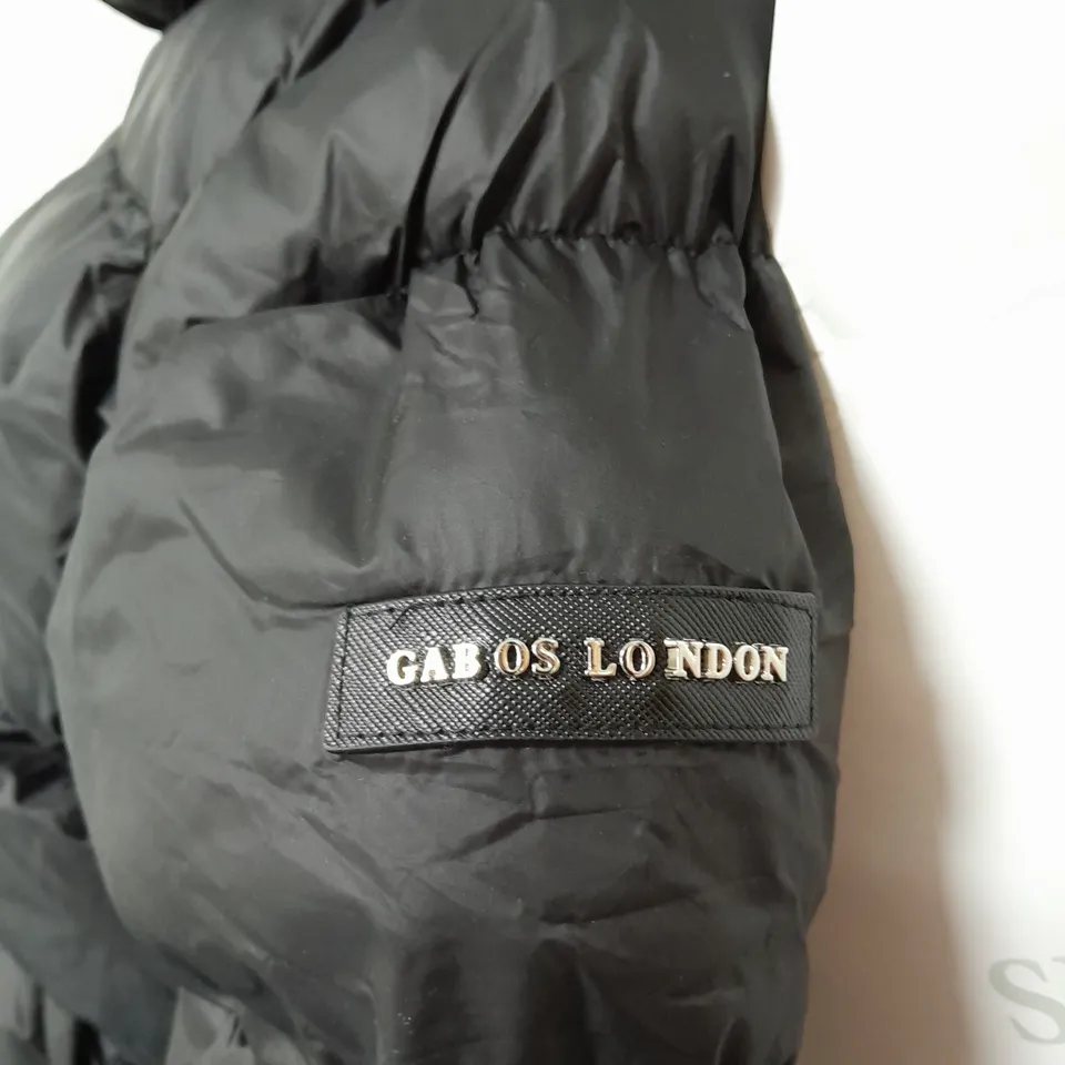 GABOS LONDON HOODED PUFFED JACKET IN BLACK SIZE S