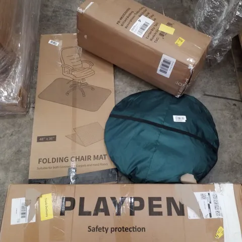 PALLET CONTAINING ASSORTED PRODUCTS INCLUDING PLAYPEN, POP UP TENT, FOLDING CHAIR MAT & FOLDING TODDLER BED