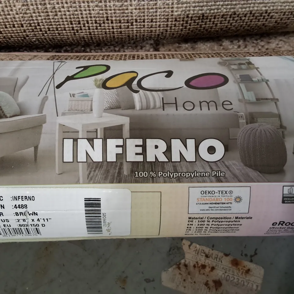 BRAND NEW PACO INFERNO RUG IN BROWN - 80X150CM