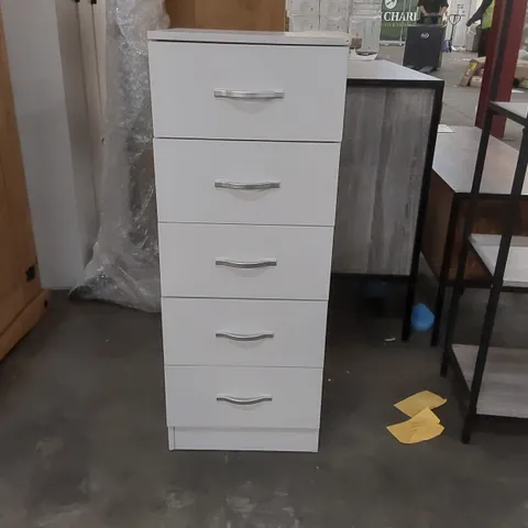 WOODEN 5 DRAWER CHEST - WHITE