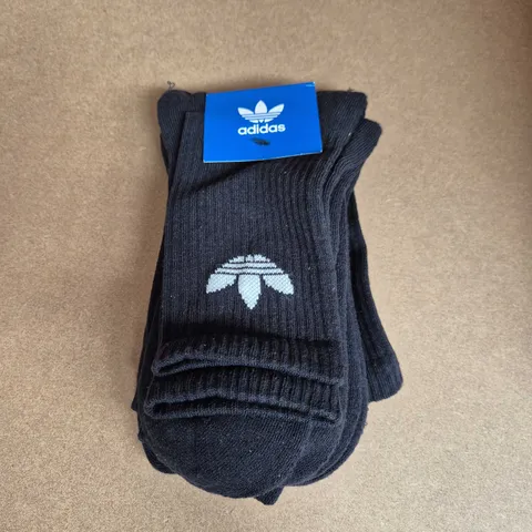 ADIDAS TR CREW SOCKS 3 PACK IN BLACK - LARGE