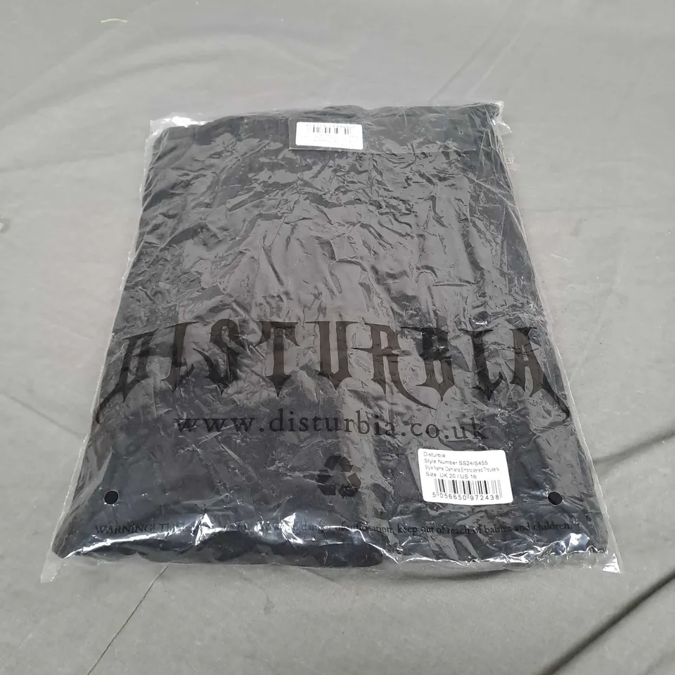 DISTURBIA DAMIANA EMBROIDERED TROUSERS IN BLACK - UK 20