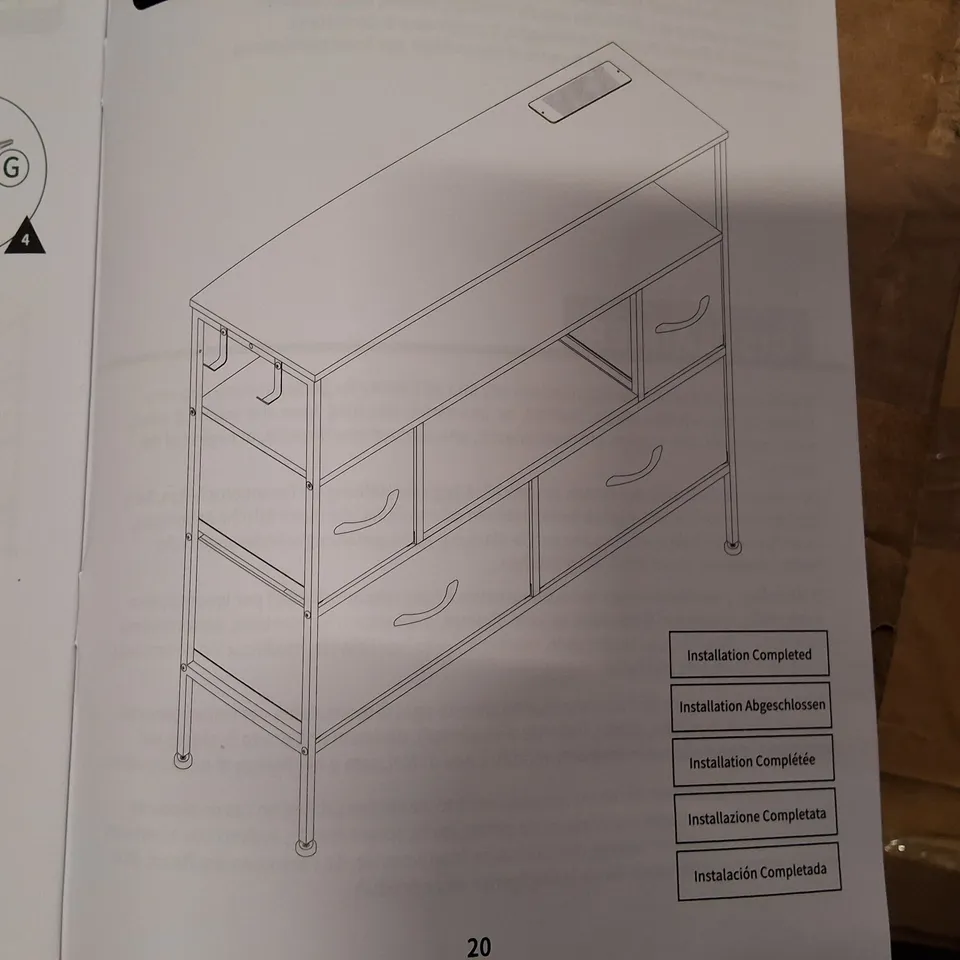 BOXED 4 DRAW FABRIC DRESSER - BLACK