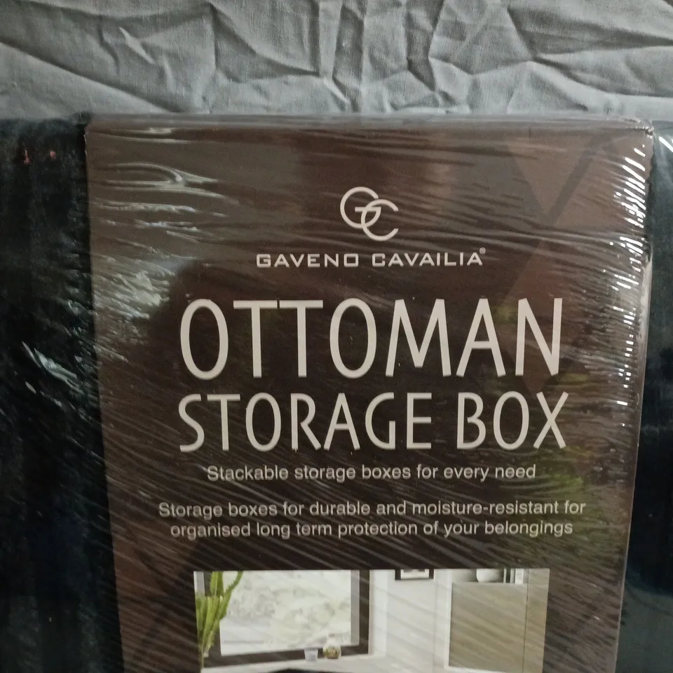 GAVENO CAVAILIA OTTOMAN STORAGE BOX – STACKABLE BLACK STORAGE BOX, SEALED