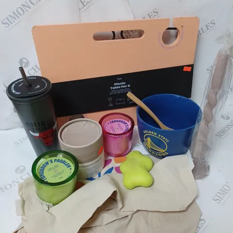 APPROXIMATELY 8 COTTON ON ITEMS INCLUDING PICNIC TABLE FOR 2, CHIGAGO BULLS CUPS, SCENTED CANDLES
